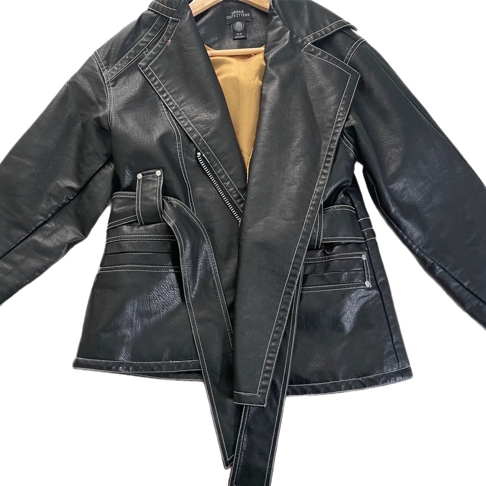 Faux Leather Stitch Jacket